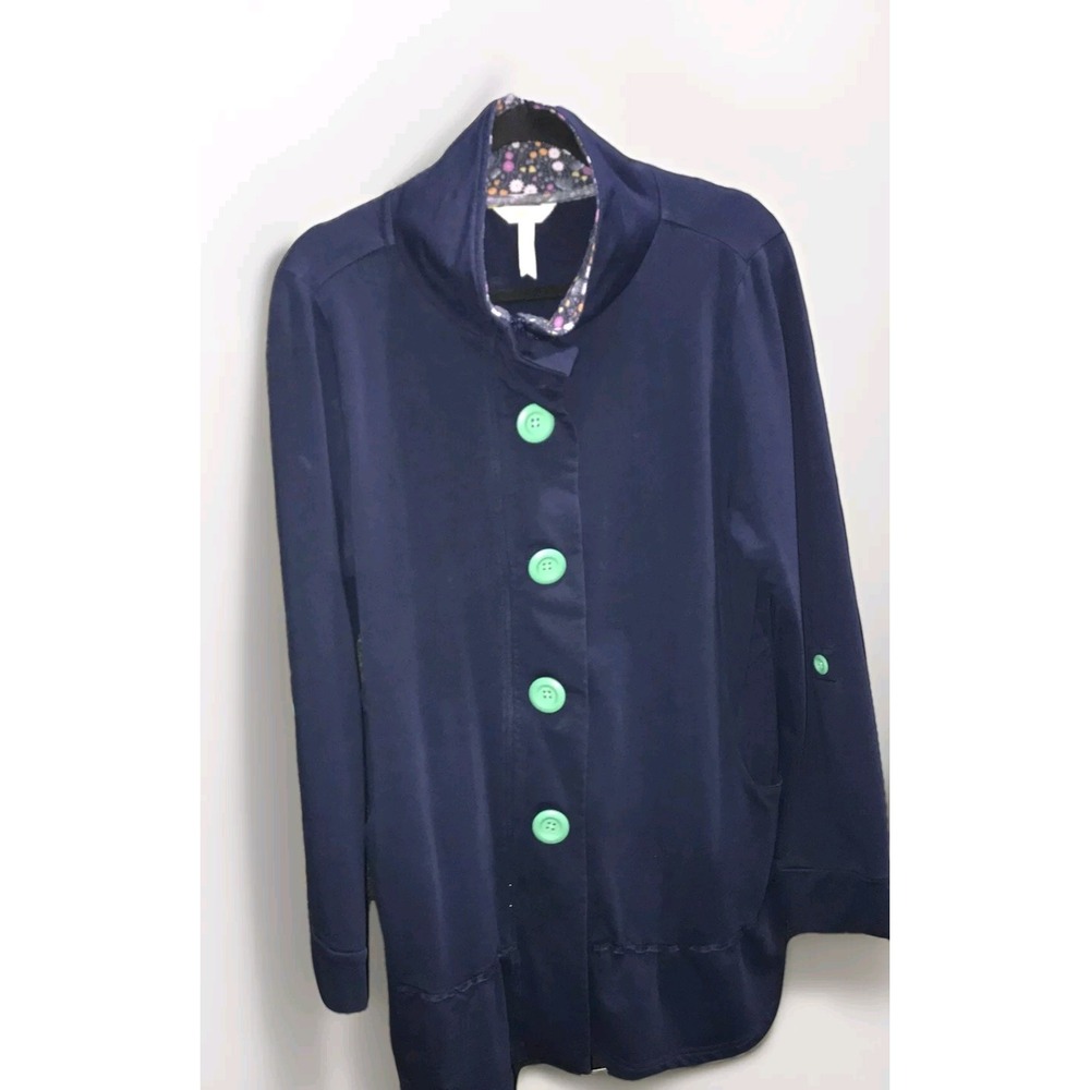 Matilda Jane Long Big Buttons Med Jacket Ruffle Hem Million Little Things Blue